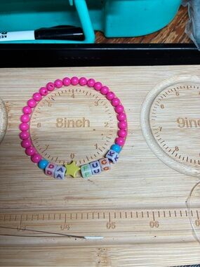 Hot Pink Beaded Statement Bracelet with Letter & Star Beads